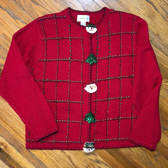 Vtg Ugly Xmas sweater Christmas cardi plaid knit - Picture 2 of 8